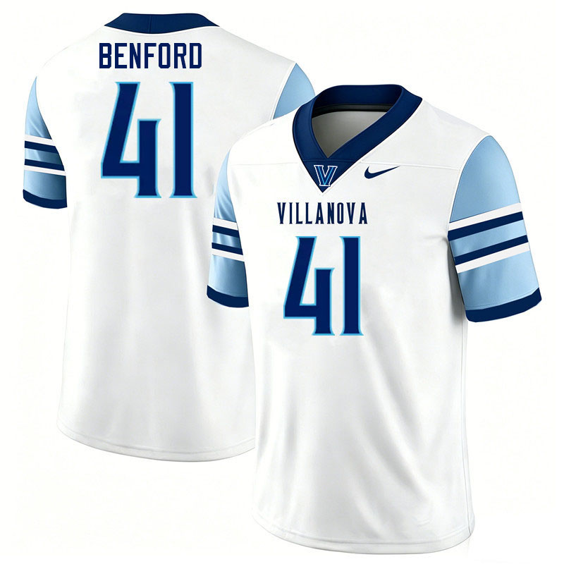 Villanova Wildcats #41 Christian Benford College Football Jerseys,Uniforms-White